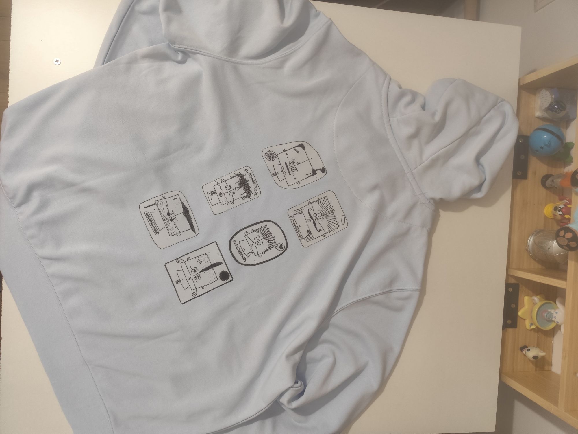 Sudadera canguro azul celeste xxl trasera